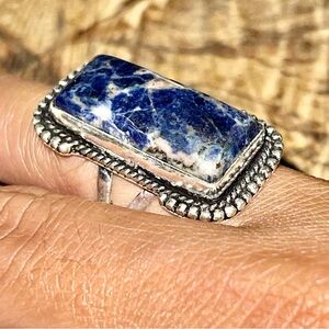 Navy Sodalite Ring Size 6 3/4